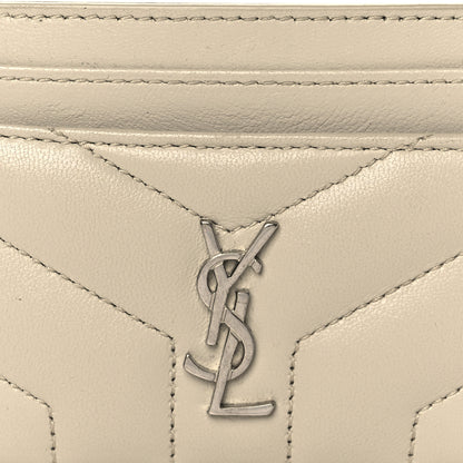 Saint Laurent Calfskin Y Quilted Monogram LouLou Credit Card Case Ivory 8 of 9