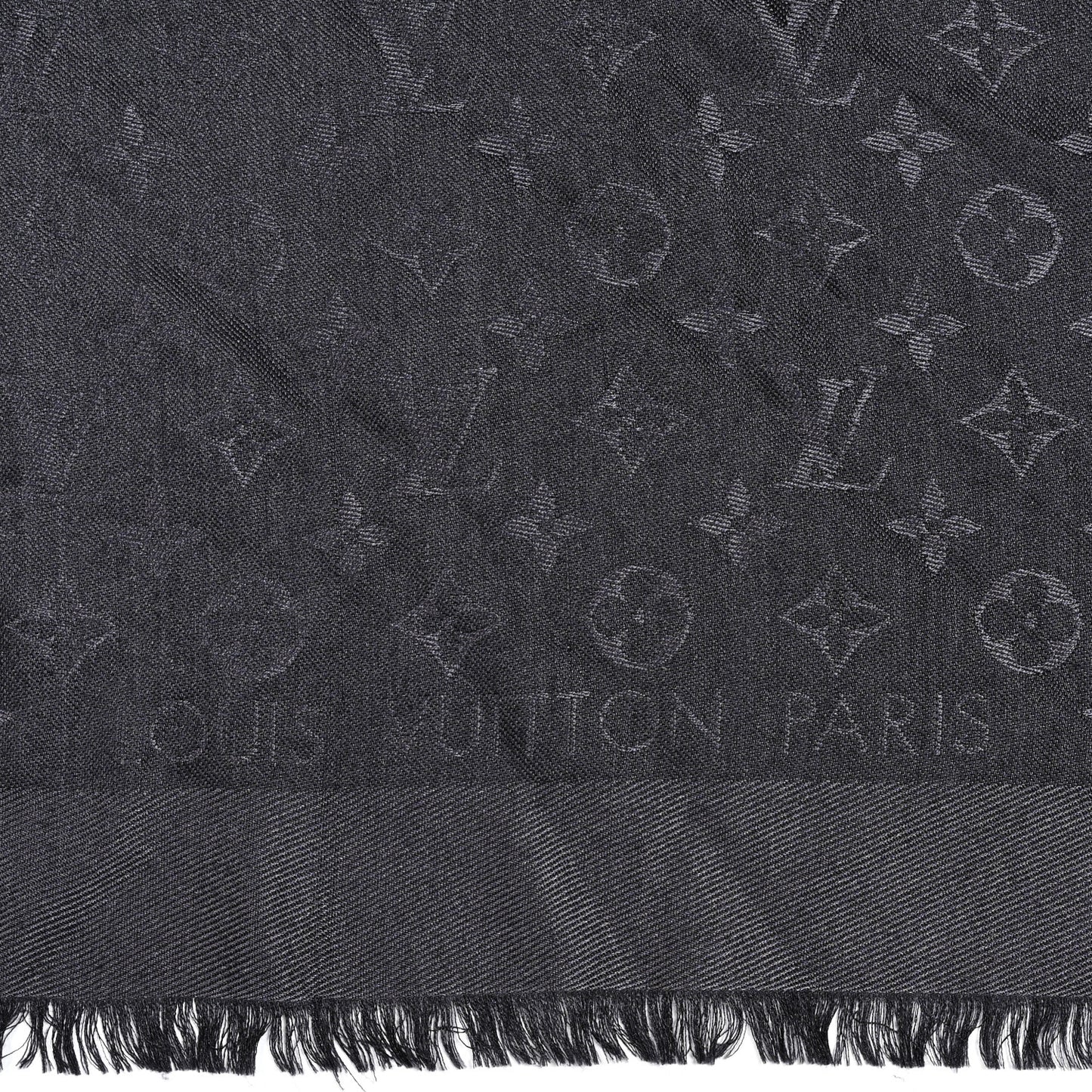 Silk Lurex Wool Monogram Shine Shawl Black