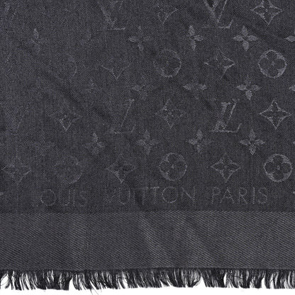 Louis Vuitton Silk Lurex Wool Monogram Shine Shawl Black 2 of 5