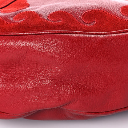 Saint Laurent Goatskin Suede Rive Gauche Tassel Hobo Red 8 of 8