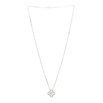 Van Cleef & Arpels 18K White Gold Diamond Vintage Alhambra Pendant Necklace 3 of 5