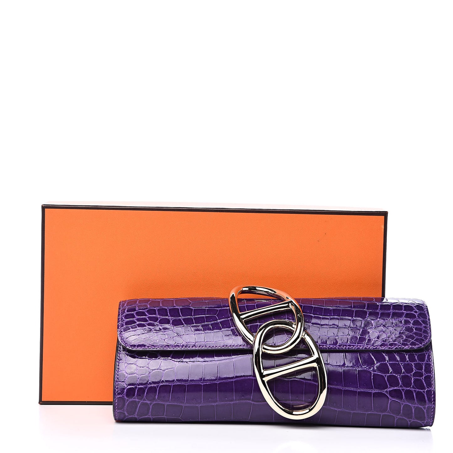 Shiny Niloticus Crocodile Egee Clutch Ultraviolet
