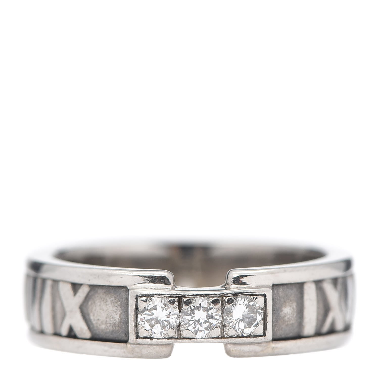 Tiffany 18K White Gold Diamond Atlas Ring 53 6.5 1 of 4