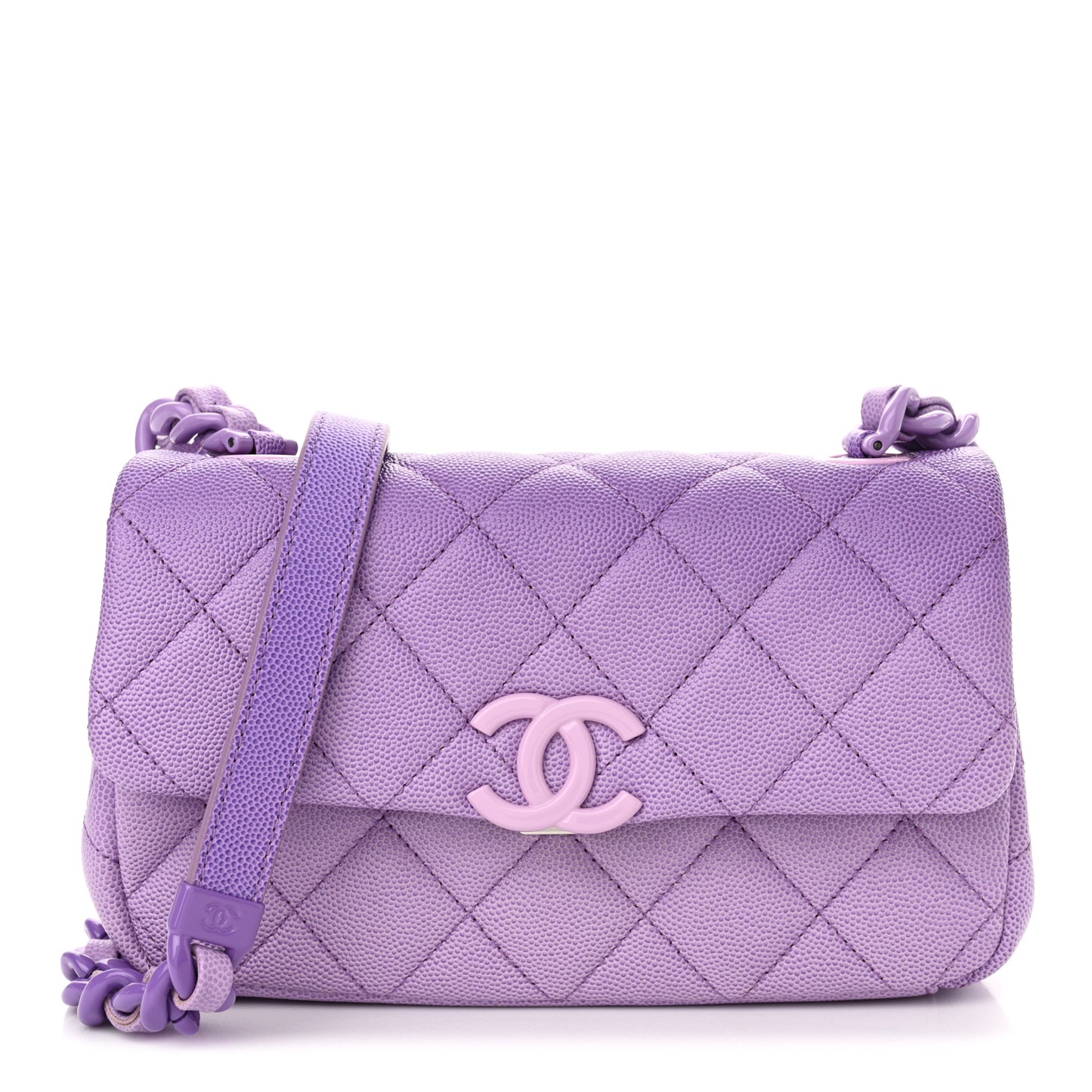 Shaded Caviar Quilted My Everything Small Flap Purple Light Purple