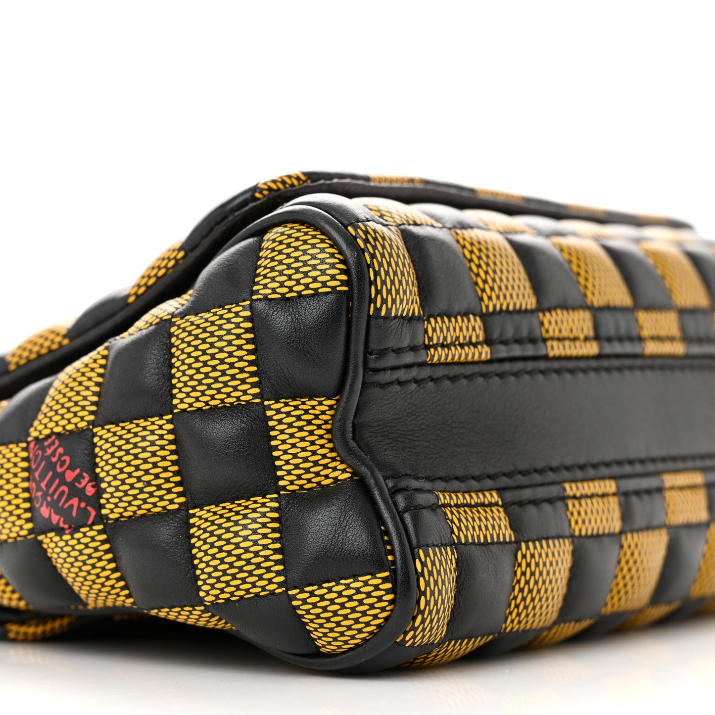 Calfskin Damier Twist Shoulder Bag BB Black Yellow