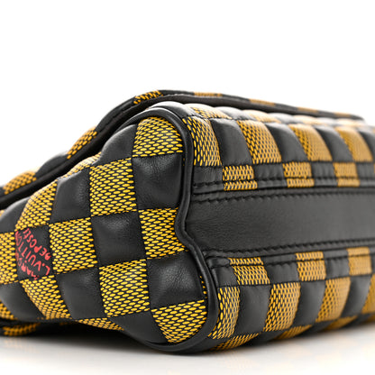 Louis Vuitton Calfskin Damier Twist Shoulder Bag BB Black Yellow 8 of 11