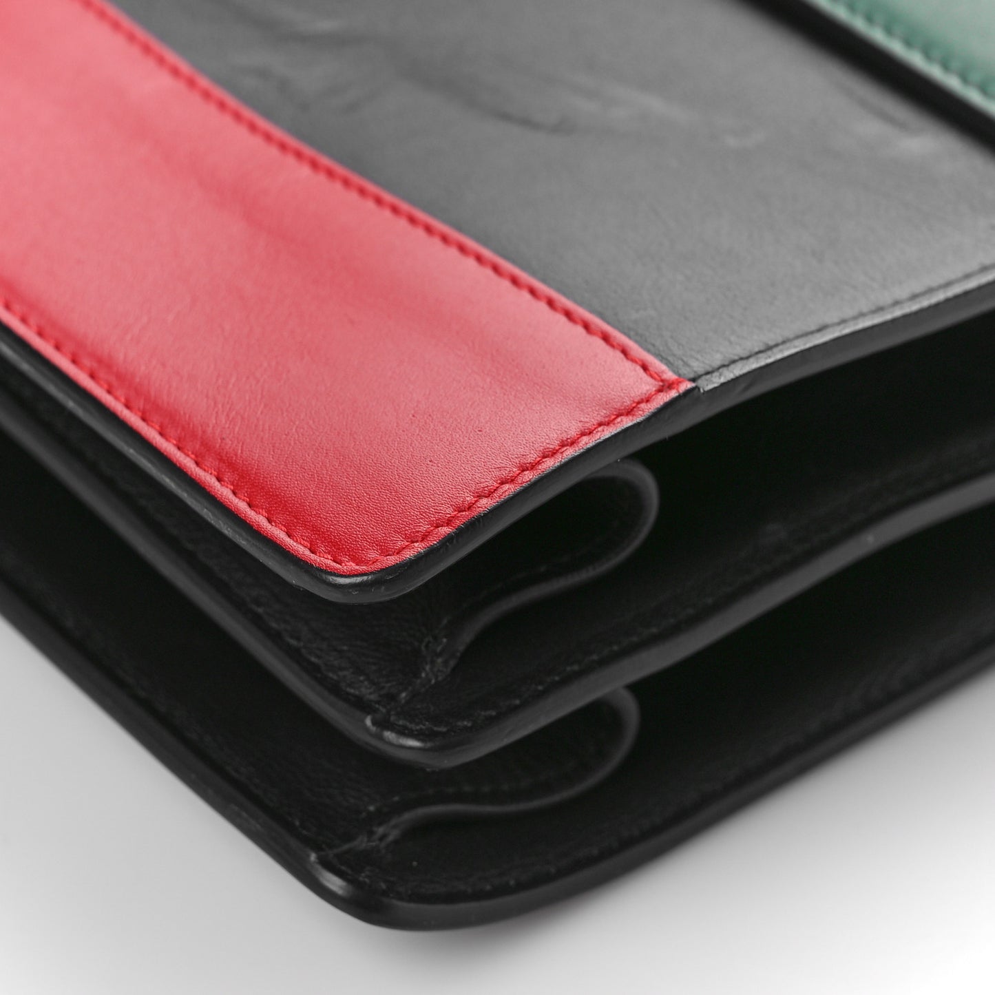 Calfskin Bamboo Web Large Dionysus Top Handle Bag Black Bright Evergreen Hibiscus Red