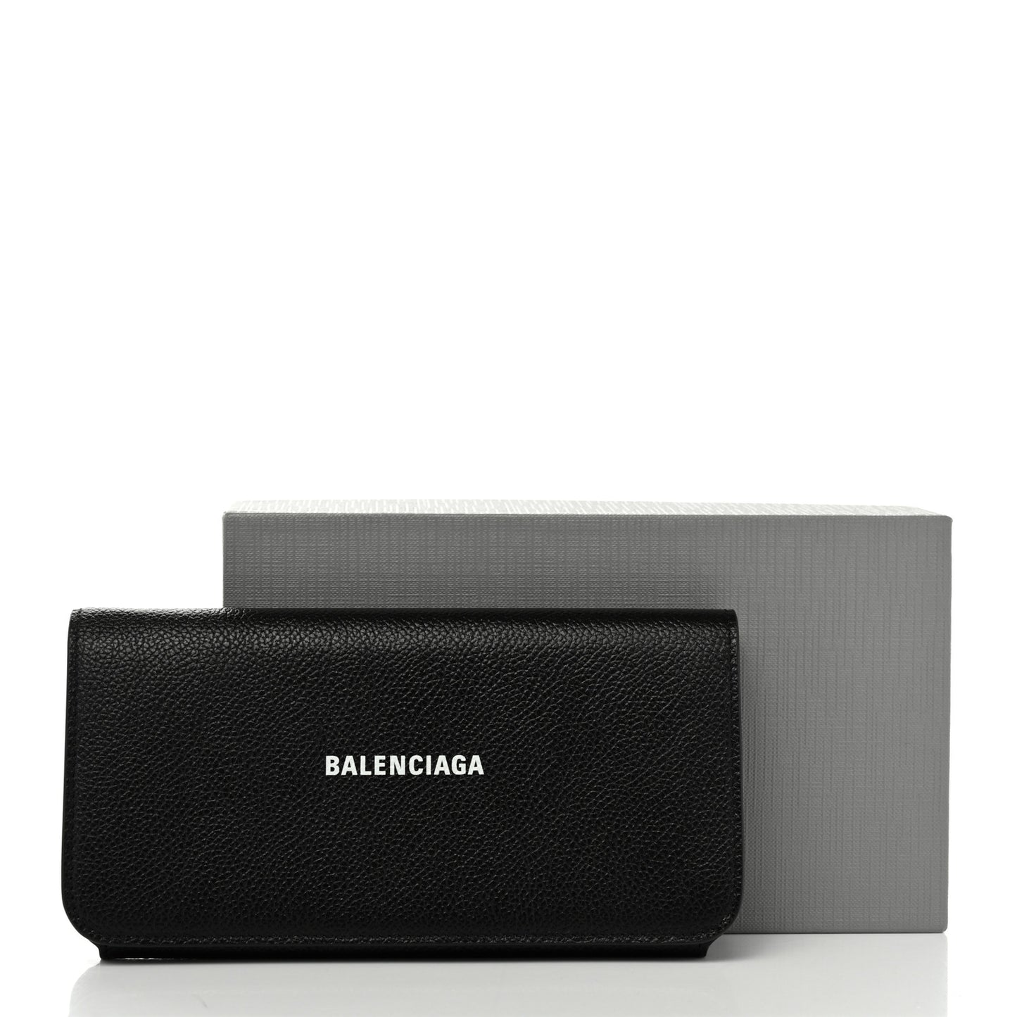 Grained Calfskin Logo Cash Thin Money Wallet Black White