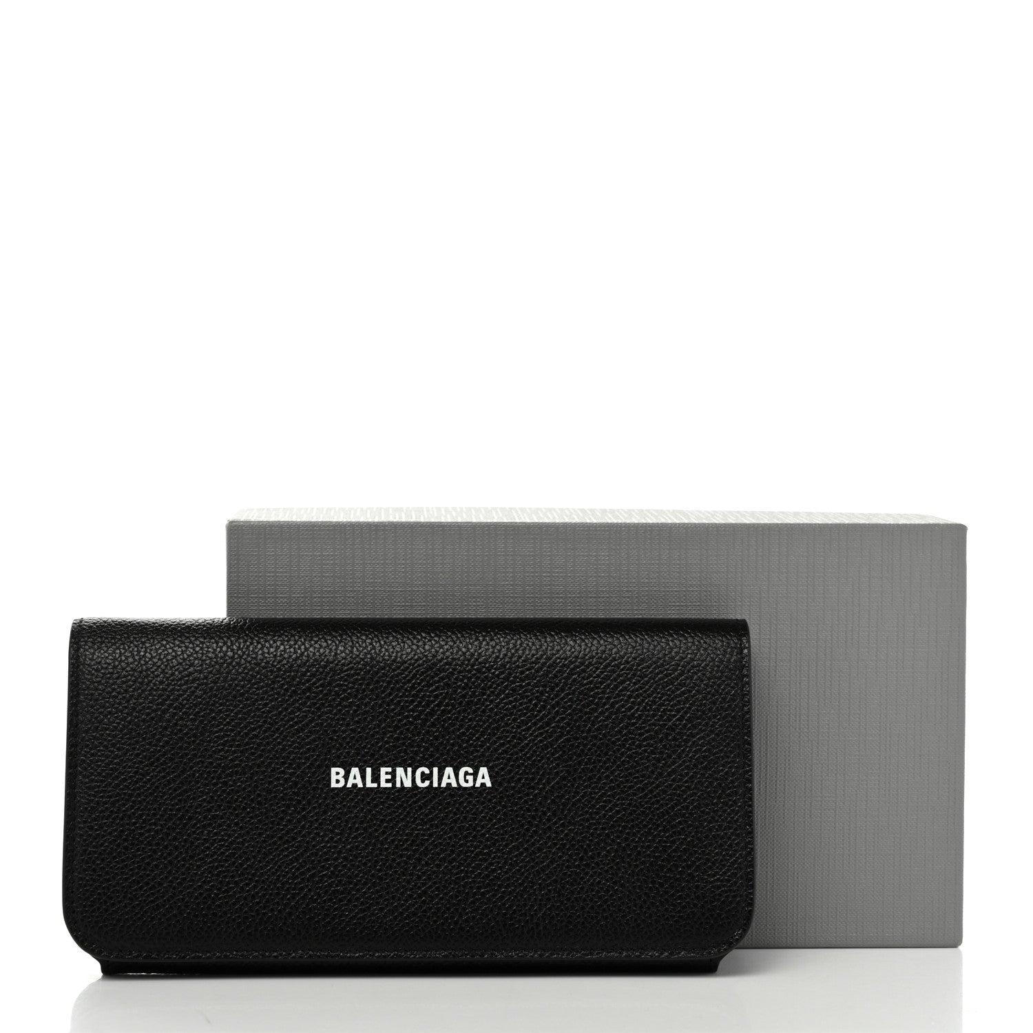 Balenciaga Grained Calfskin Logo Cash Thin Money Wallet Black White 9 of 9