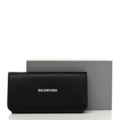 Balenciaga Grained Calfskin Logo Cash Thin Money Wallet Black White 9 of 9