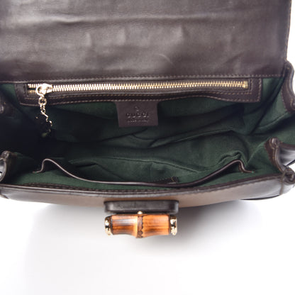 Gucci Saddle Soft Calfskin Sfumato Small New Bamboo Top Handle Bag Winter Leaf 6 of 14