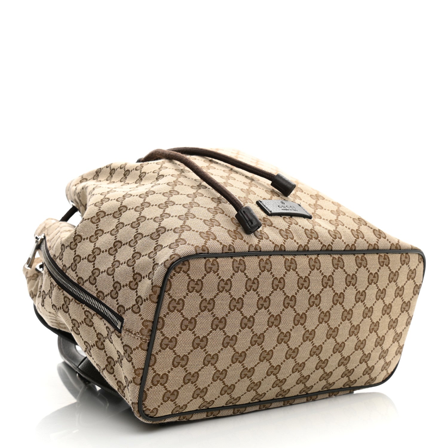 Gucci Monogram Dollar Calfskin O Drawstring Backpack Beige Ebony Testa di Moro Dark Chocolate 4 of 12
