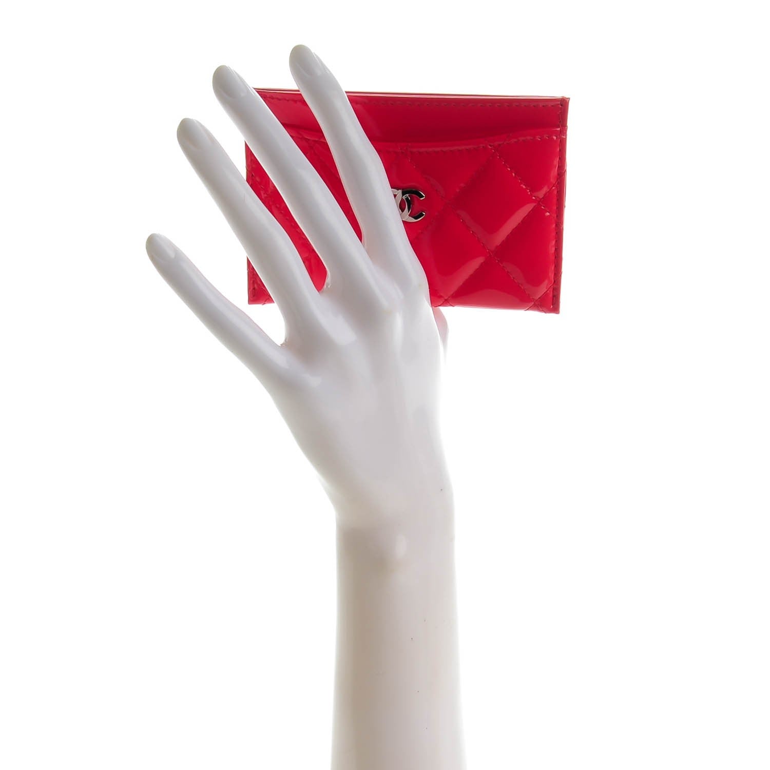 Chanel Patent Calfskin Quilted Card Holder Coral 2 of 8