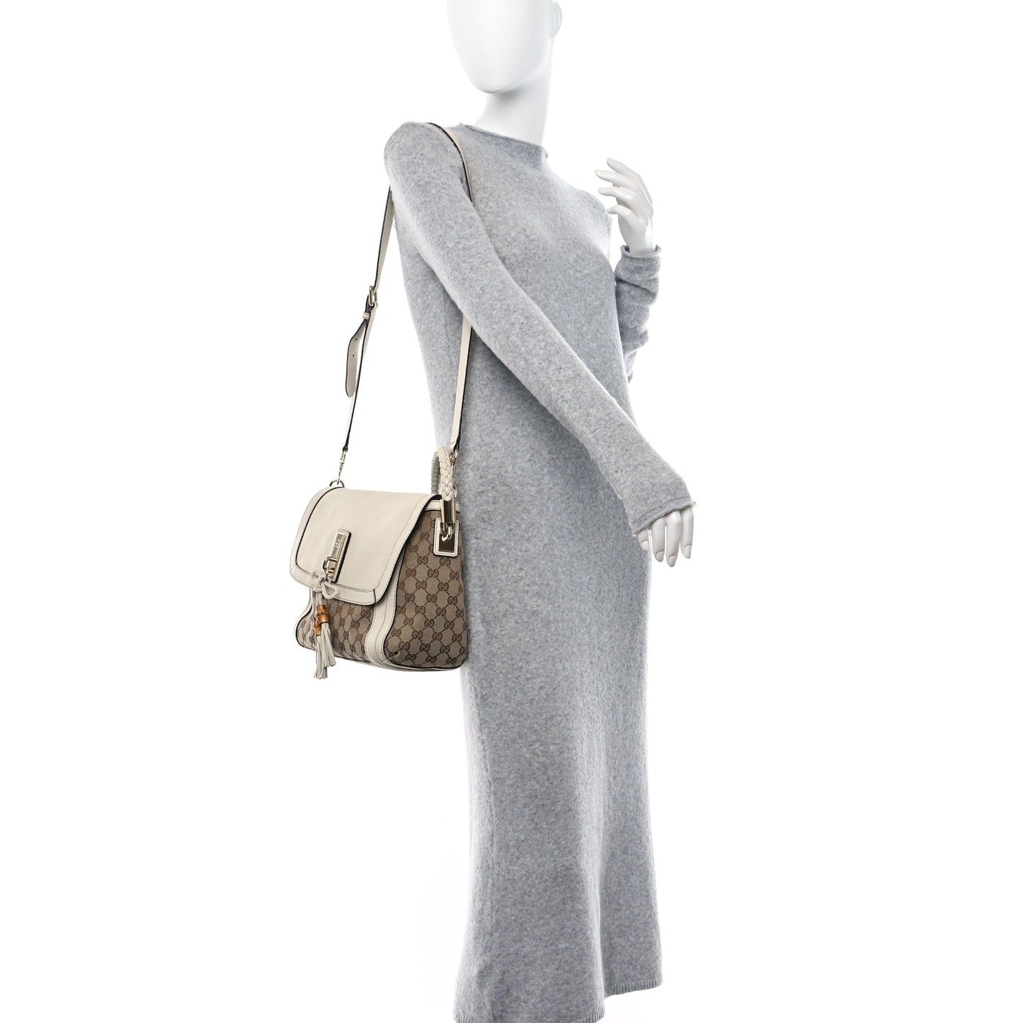 Monogram Calfskin Medium Bella Flap Bag Off White