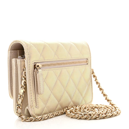 Chanel Iridescent Lambskin Quilted Mini Wallet On Chain WOC Ivory 3 of 11