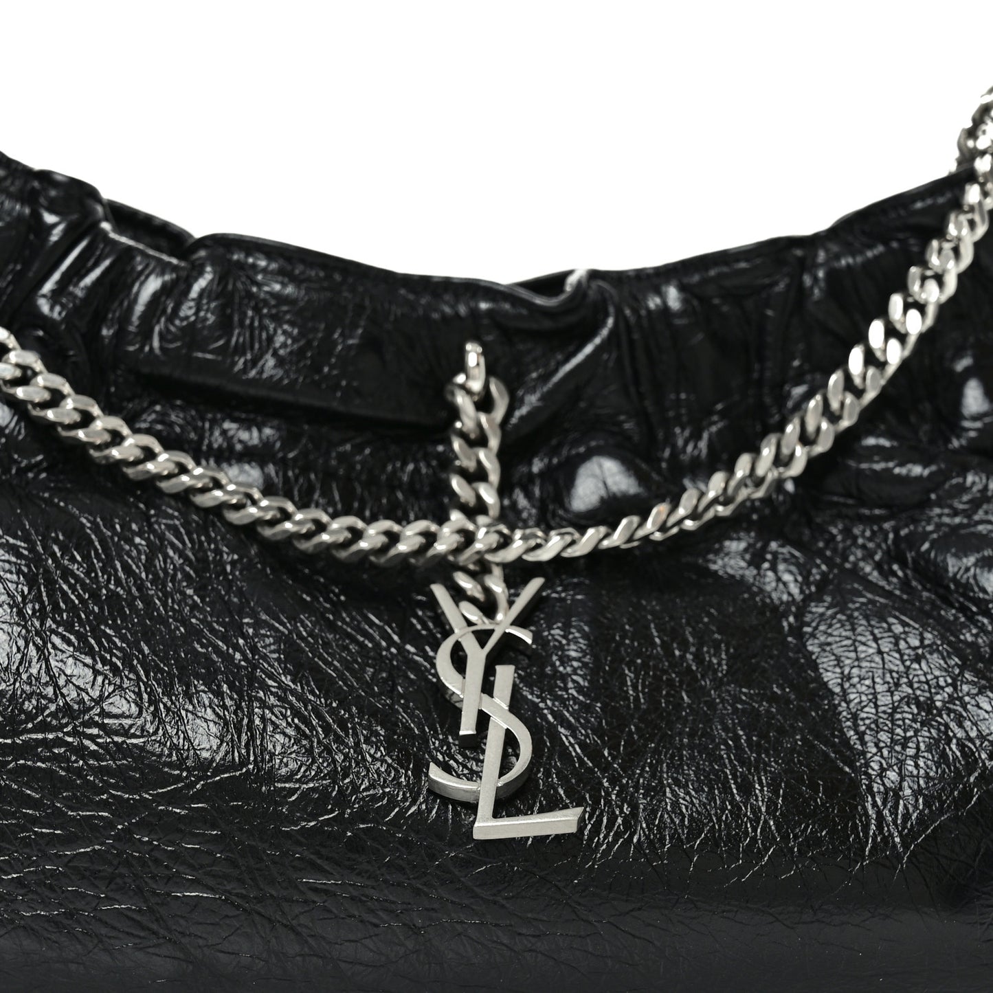 Calfskin Pac Ruched Hobo Black