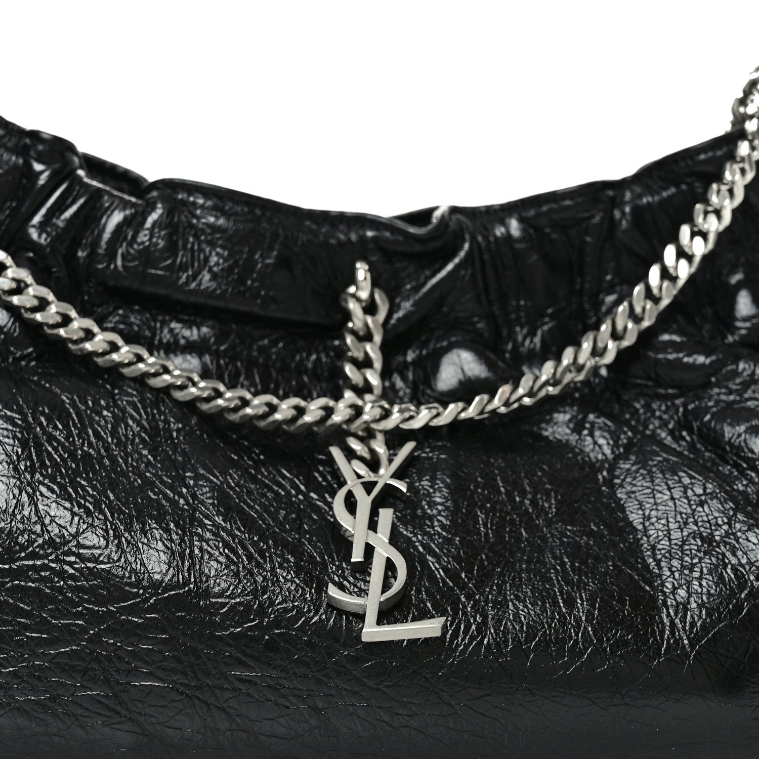 Saint Laurent Calfskin Pac Ruched Hobo Black 8 of 10