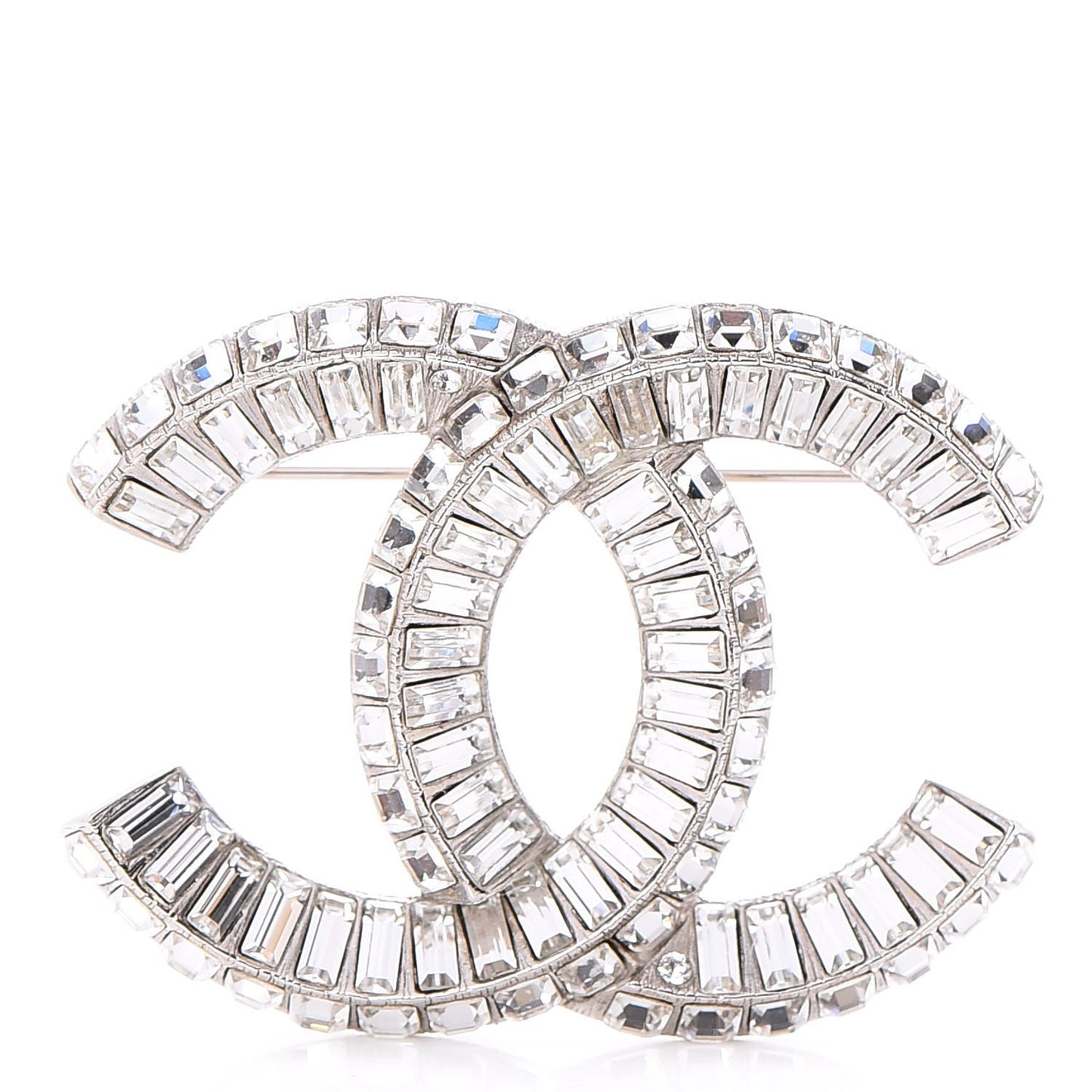 Baguette Crystal CC Brooch Silver