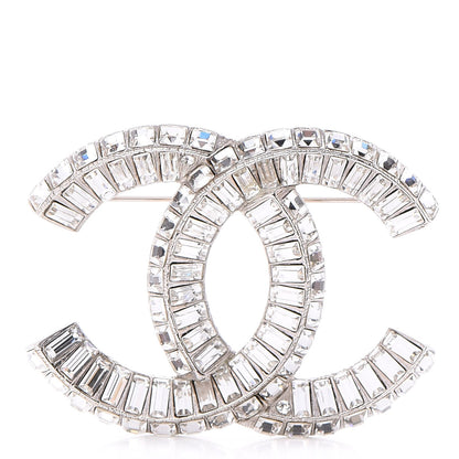 Chanel Baguette Crystal CC Brooch Silver 1 of 4