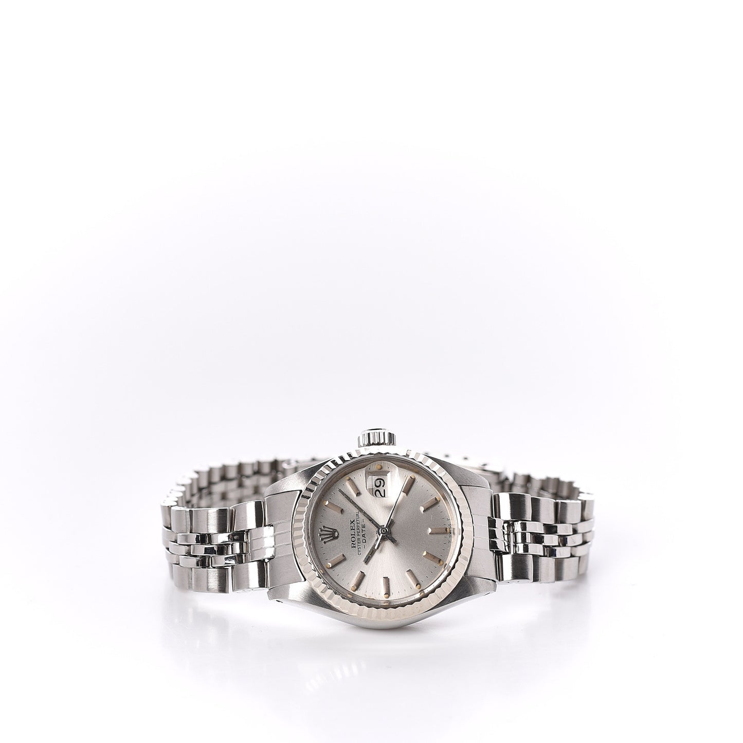 Stainless Steel 18K White Gold 26mm Oyster Perpetual Date Watch Silver 6917