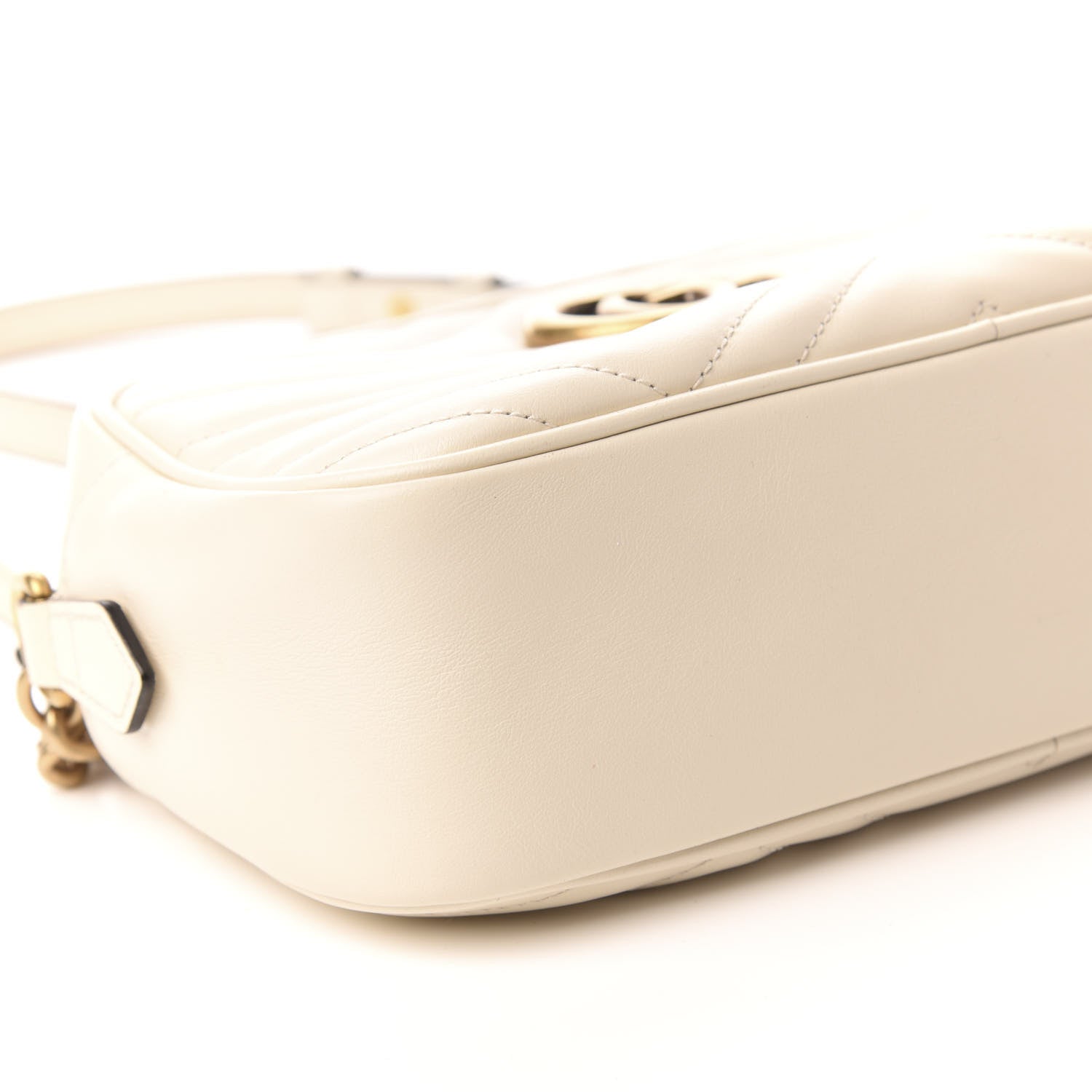 Gucci Calfskin Matelasse Small GG Marmont Chain Shoulder Bag White 6 of 9