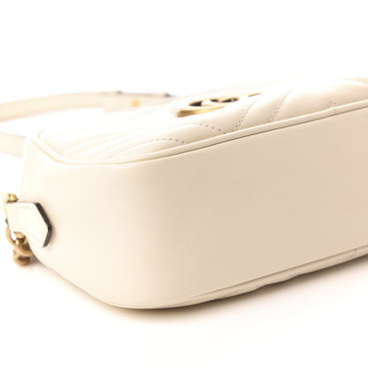 Gucci Calfskin Matelasse Small GG Marmont Chain Shoulder Bag White 6 of 9