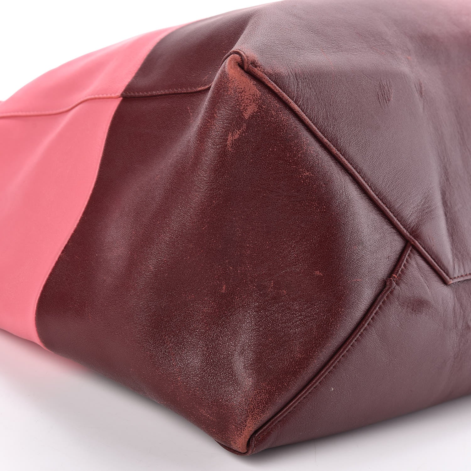 Celine Lambskin Horizontal Bi-Color Cabas Pink Rust 9 of 16