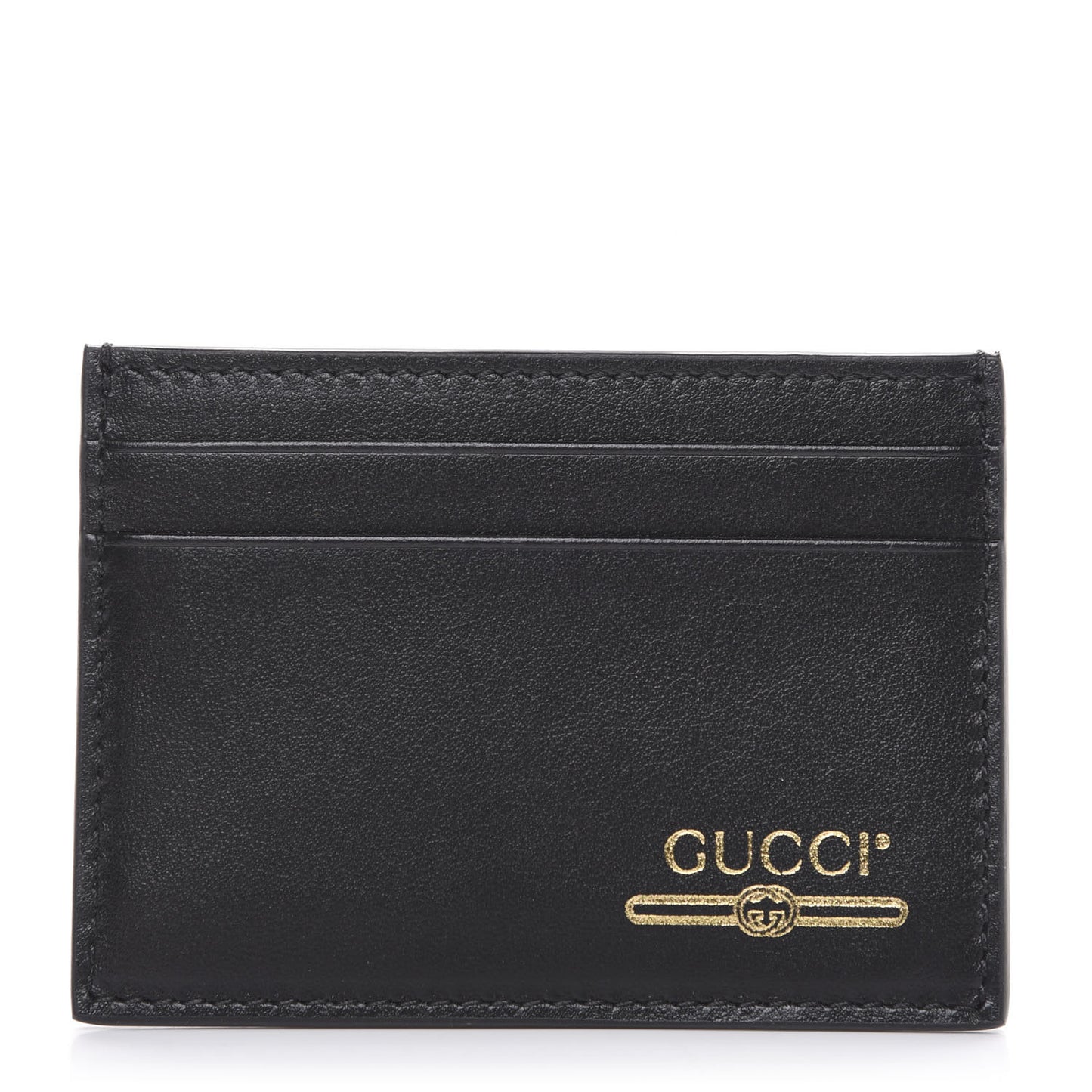 Plutone Calfskin Logo Card Holder Black