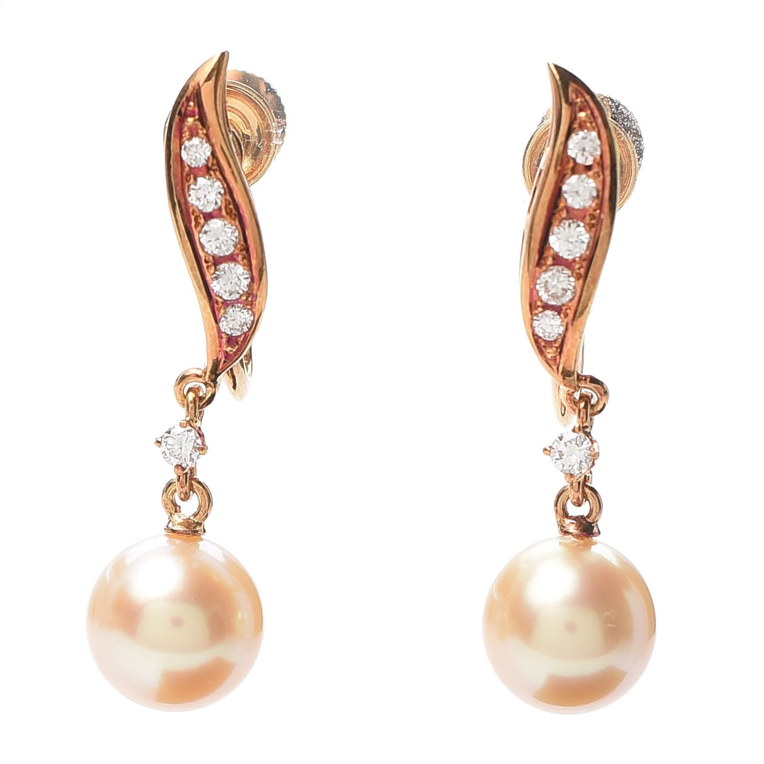 Mikimoto 18K Yellow Gold Diamond South Sea Pearl 8mm Screw-Back Earrings 1 of 4