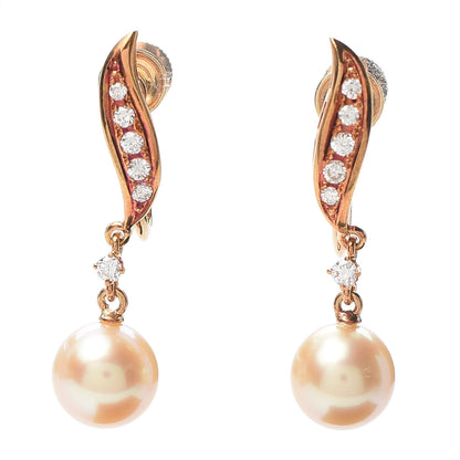 Mikimoto 18K Yellow Gold Diamond South Sea Pearl 8mm Screw-Back Earrings 1 of 4