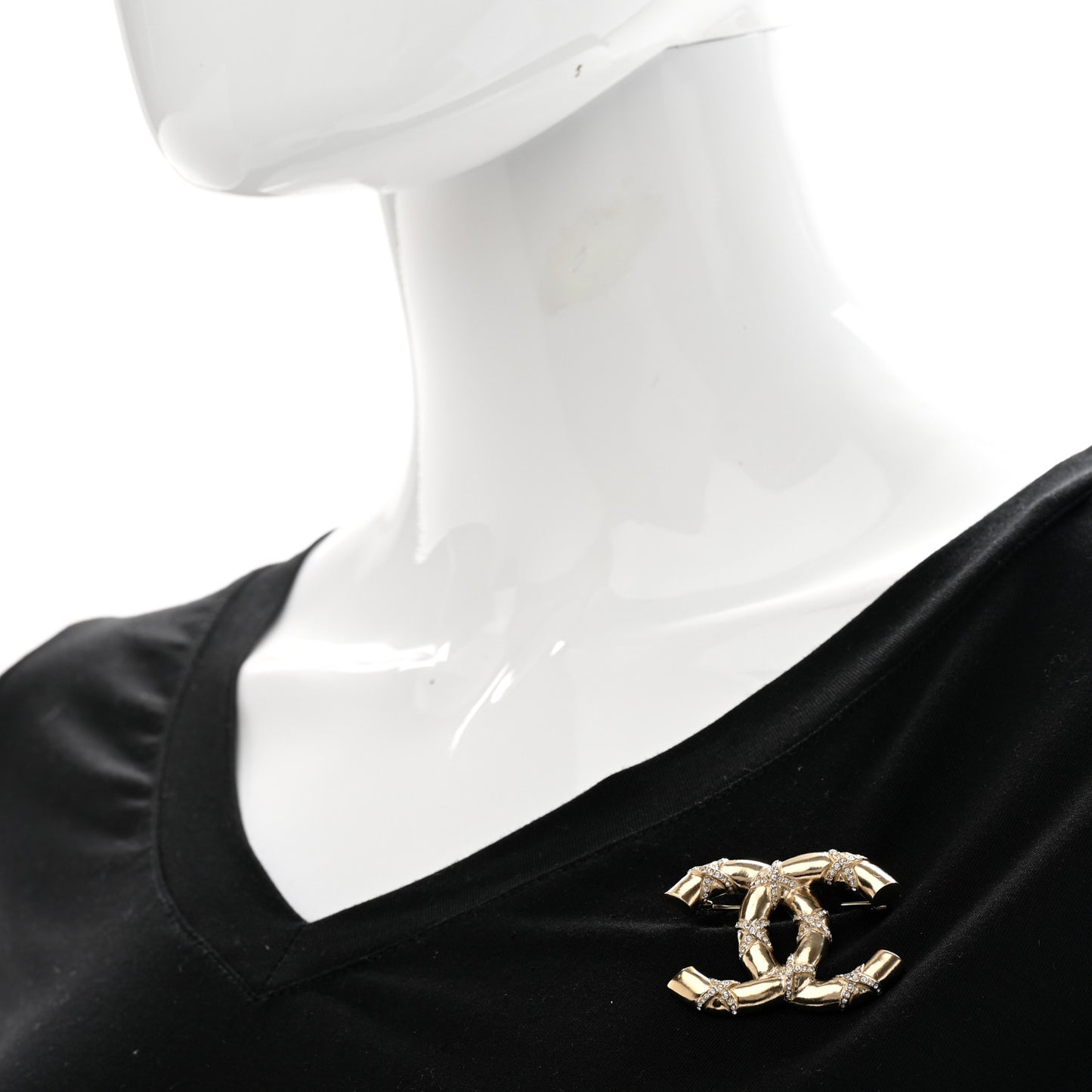 Crystal CC Logo Brooch Gold
