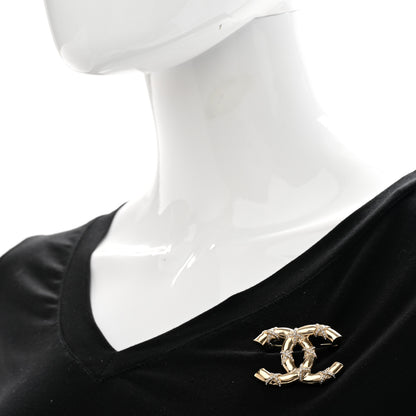 Chanel Crystal CC Logo Brooch Gold 2 of 5