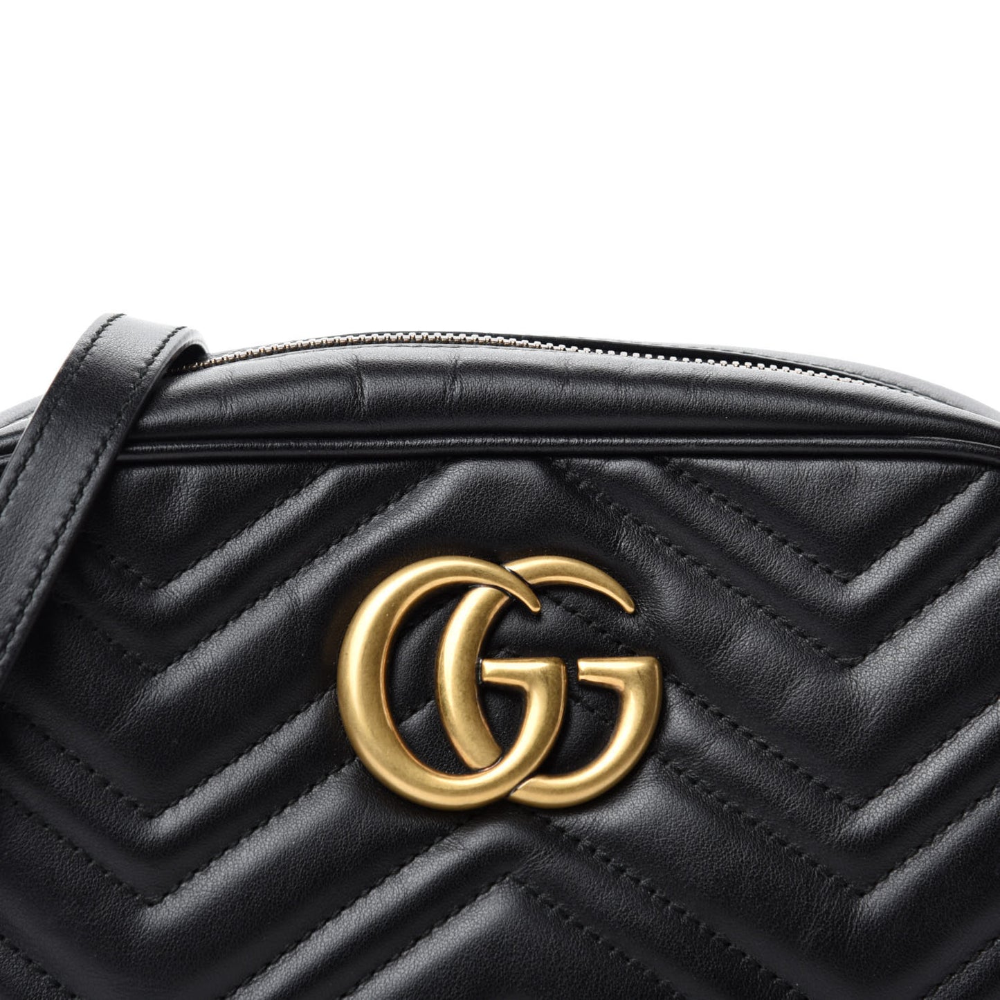Calfskin Matelasse Small GG Marmont Chain Shoulder Bag Black