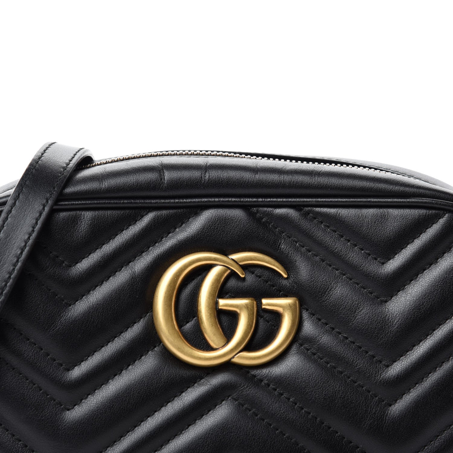 Gucci Calfskin Matelasse Small GG Marmont Chain Shoulder Bag Black 11 of 12