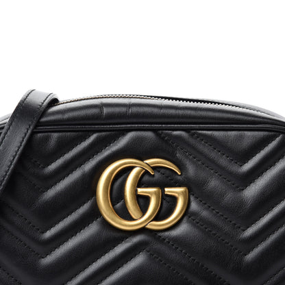 Gucci Calfskin Matelasse Small GG Marmont Chain Shoulder Bag Black 11 of 12