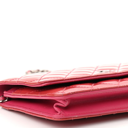 Chanel Patent Calfskin Quilted Wallet On Chain WOC Pink 10 of 15