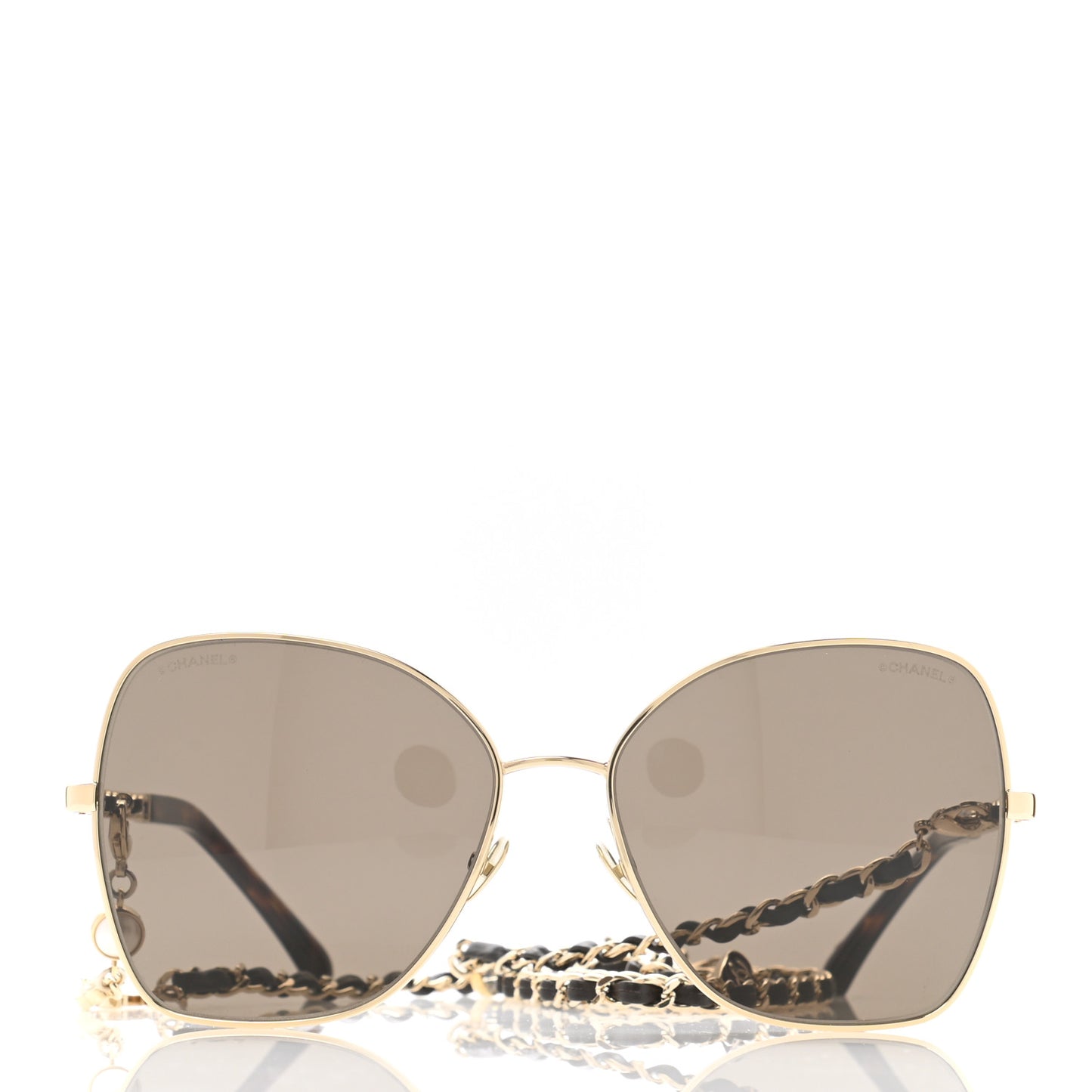 Metal Square Frame Chain Sunglasses 4274-Q Brown