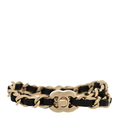 Chanel Lambskin CC Turnlock Double Chain Bracelet Black Gold 1 of 5