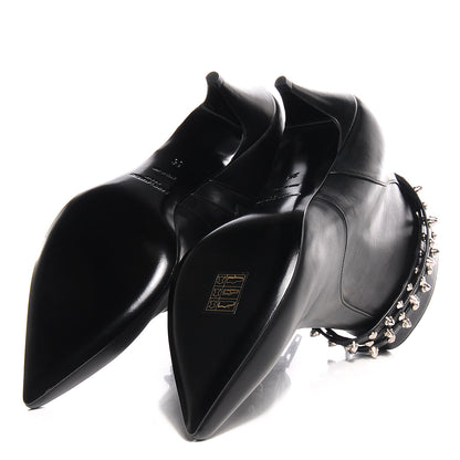Saint Laurent Calfskin Cat Boot 50 Studded Strap Booties 36 Black 5 of 9