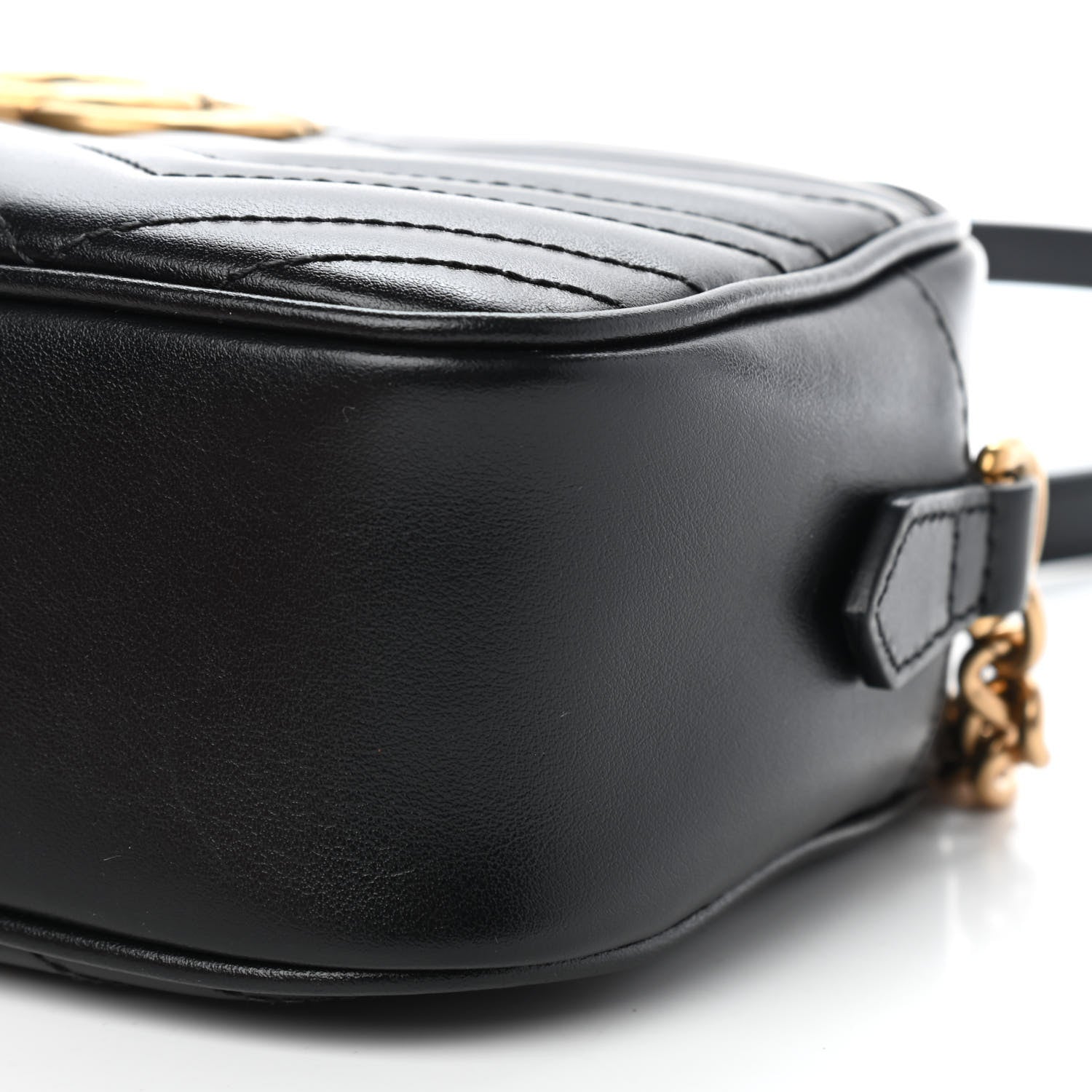 Gucci Calfskin Matelasse Small GG Marmont Chain Shoulder Bag Black 6 of 9