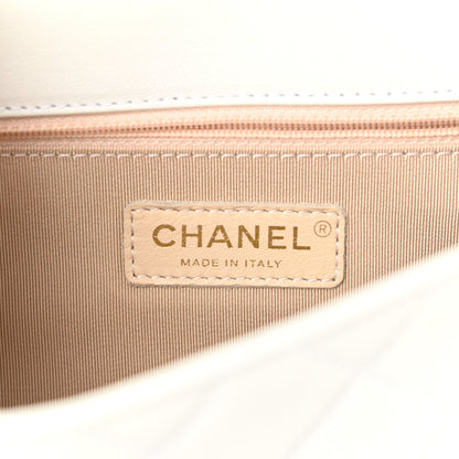 Chanel Lambskin Quilted Large Pearl Chain Flap Bag White 6 of 13