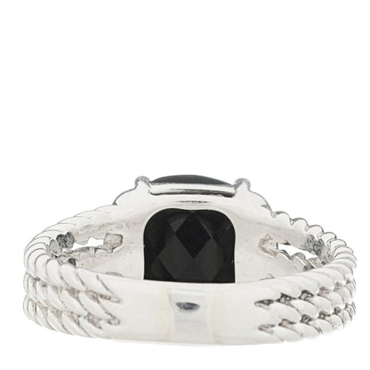 David Yurman Sterling Silver Diamond Black Onyx 10mm Petite Wheaton Ring 57 8 4 of 5
