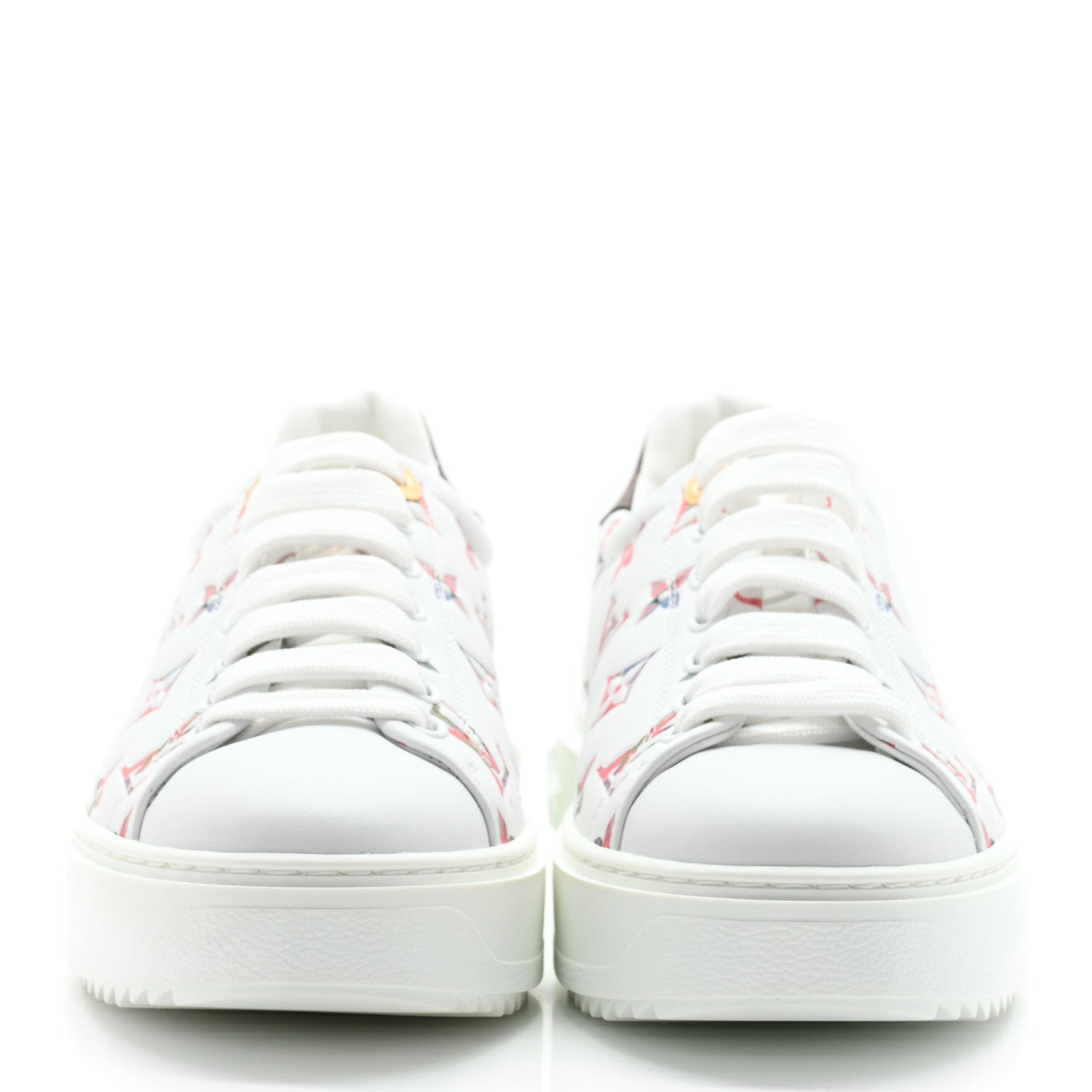 Louis Vuitton Lambskin Embossed Floral Monogram Time Out Sneakers 37.5 White 2 of 10