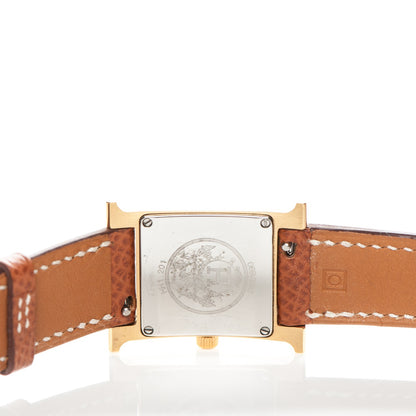 Hermes Stainless Steel Epsom 21mm Heure H Hour Quartz Watch Gold 6 of 9