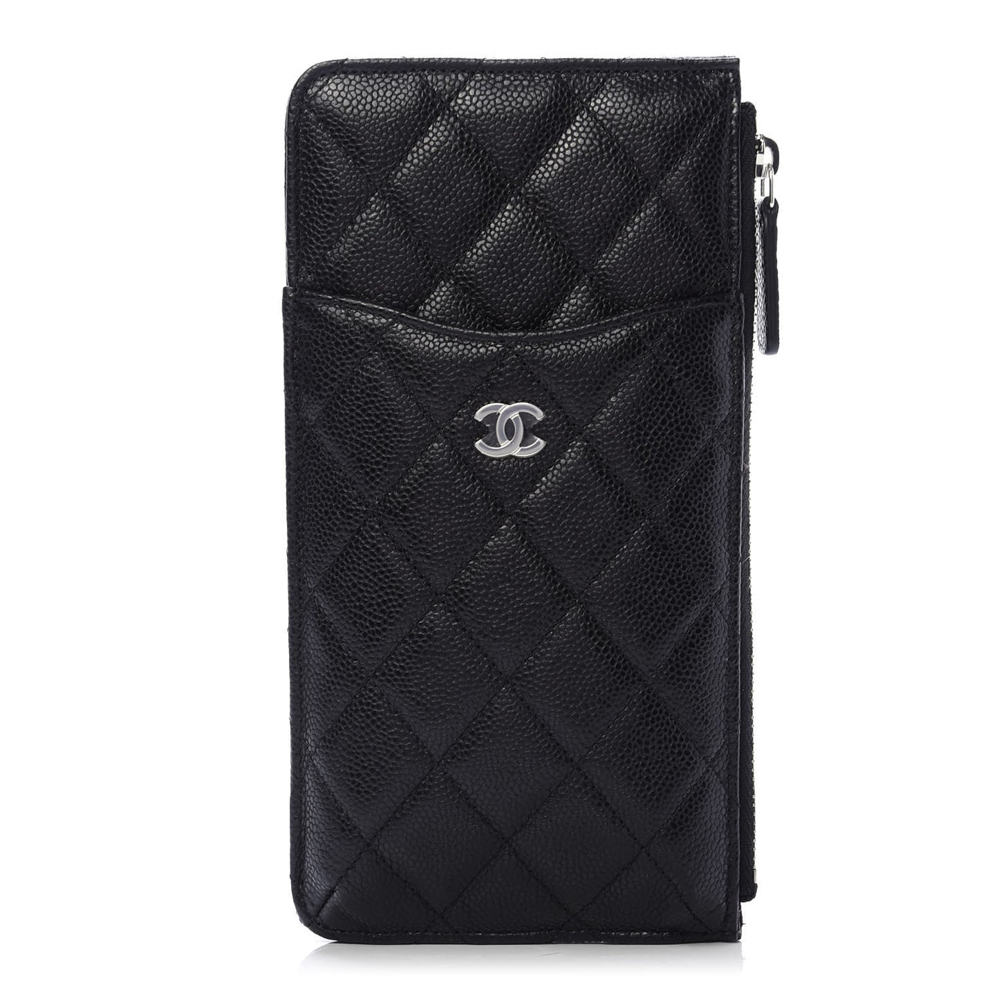 Caviar Quilted Classic Flat Wallet Pouch Black