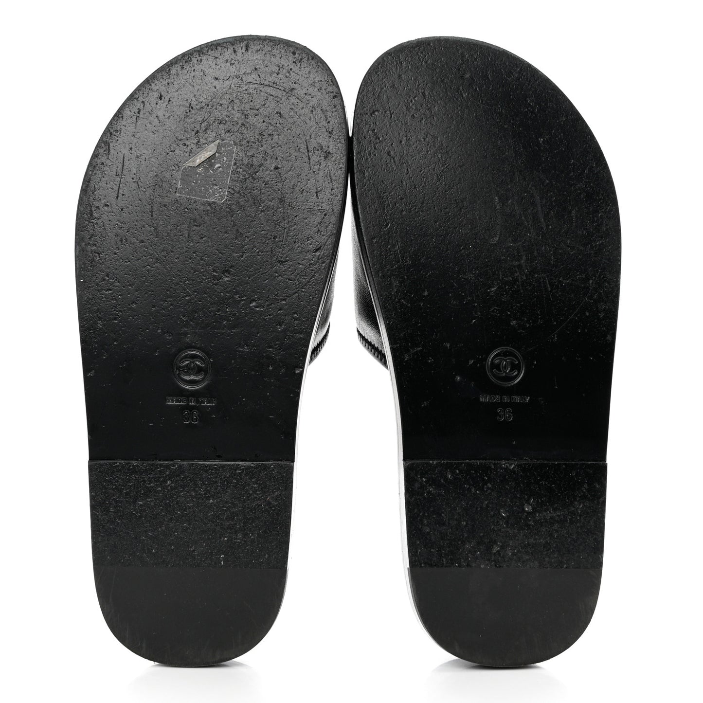 Lambskin Cha-Nel Mule Sandals 36 Black Multicolor