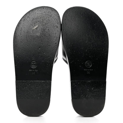 Chanel Lambskin Cha-Nel Mule Sandals 36 Black Multicolor 5 of 8