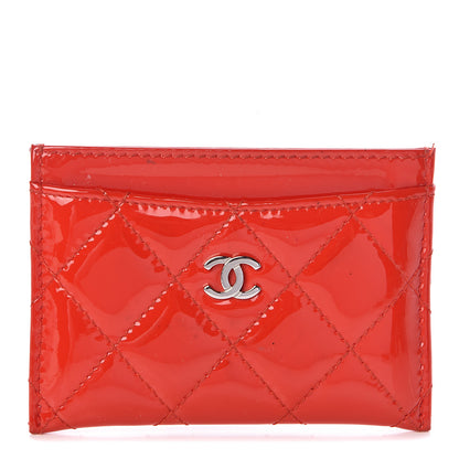 Chanel Patent Quilted Card Holder Red 1 of 9