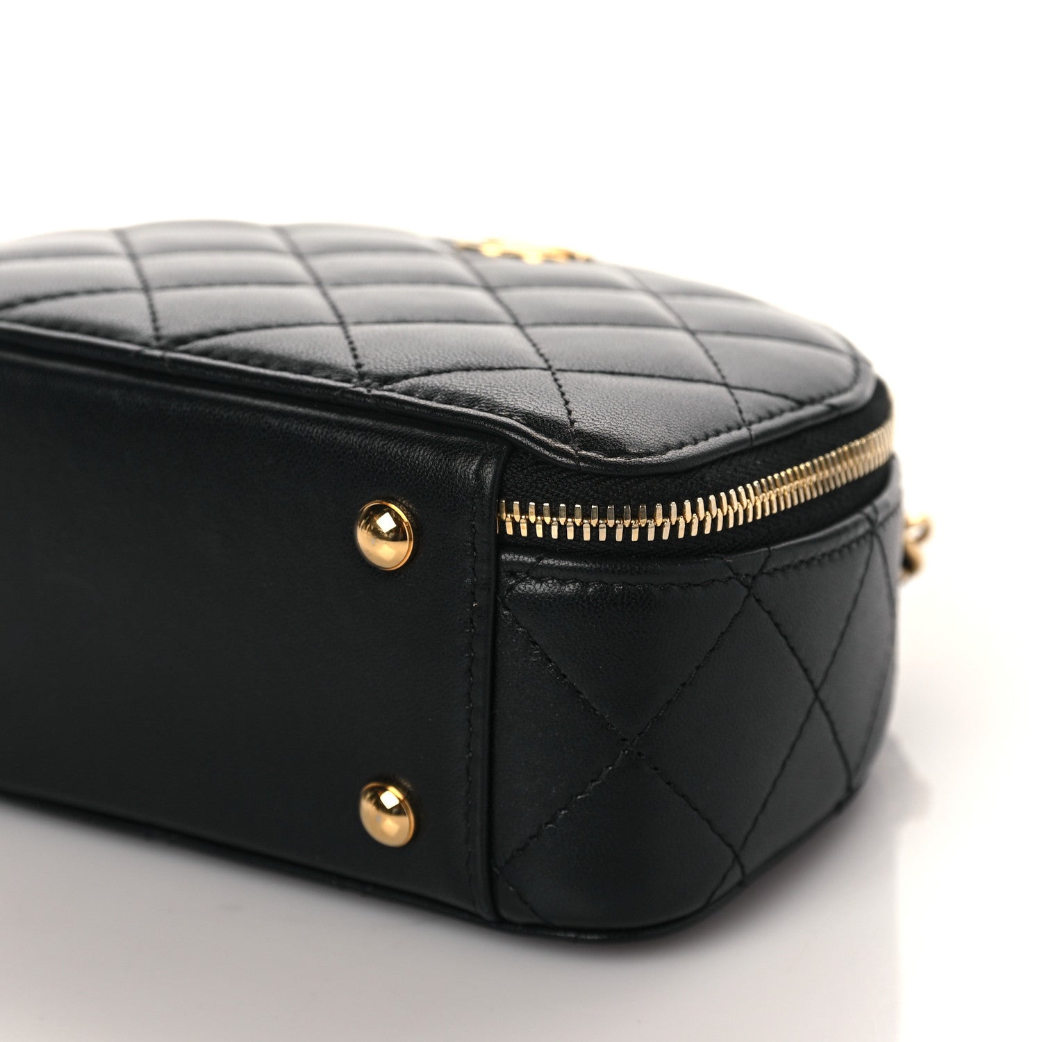 Chanel Lambskin Quilted Chic Riviera Top Handle Vanity Case Black 9 of 9
