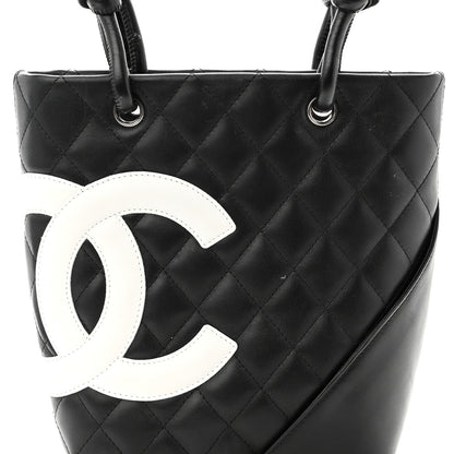 Chanel Calfskin Quilted Small Cambon Tote Black White 8 of 12